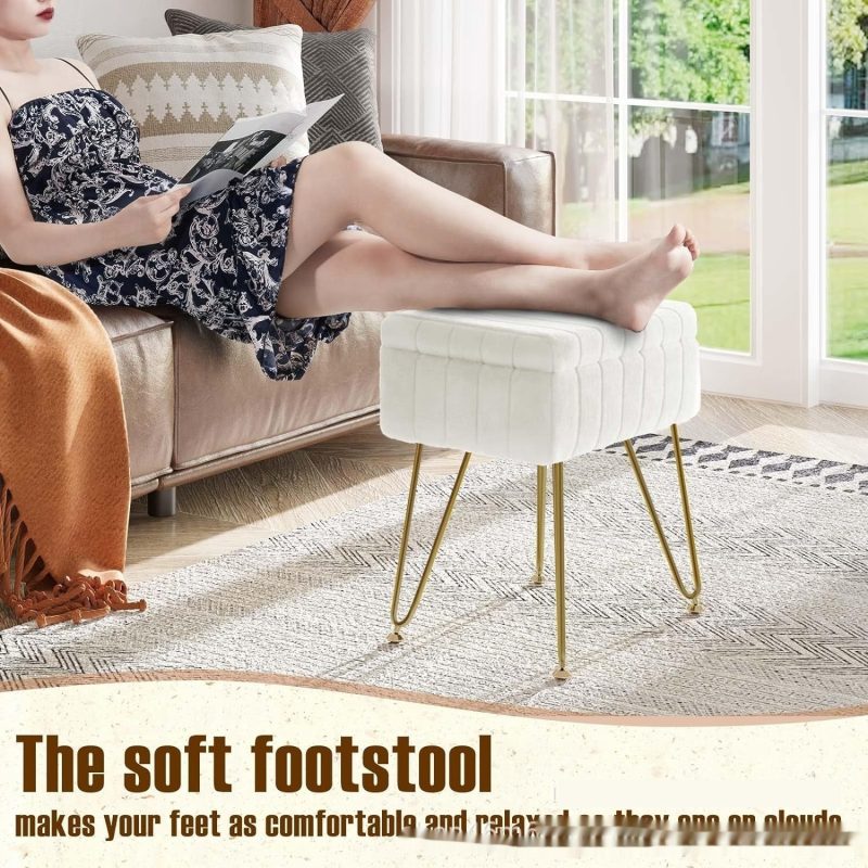 White Square Dresser Stool - Image 7