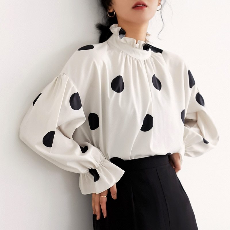 Retro Trumpet Sleeve Chiffon Shirt