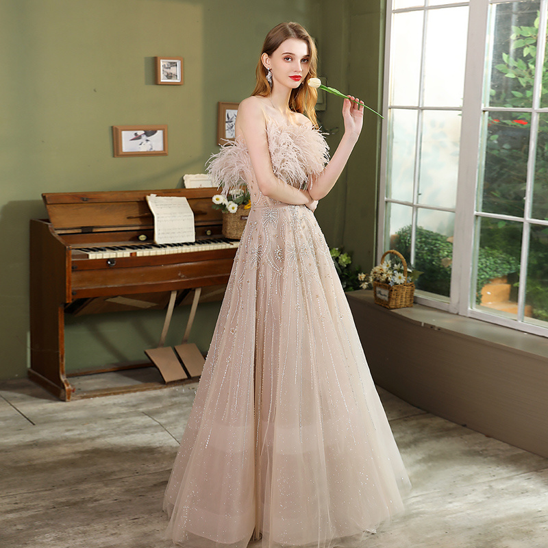 Feather Oriental Evening Dress