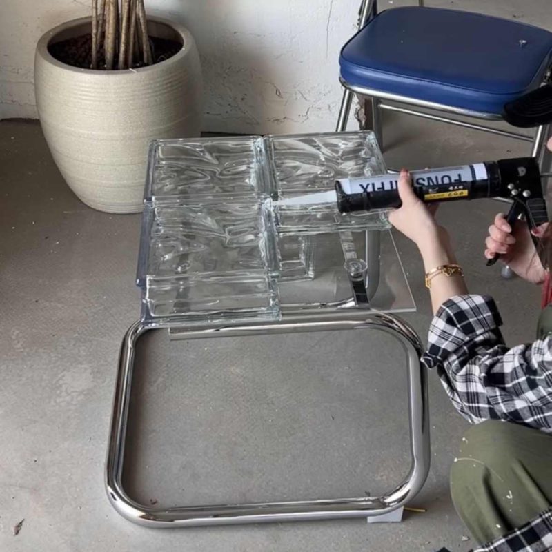 Handmade Crystal Glass Bricks Coffee Table - Image 6