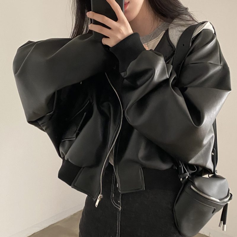 2-Pcs Short Leather Jacket - Image 3