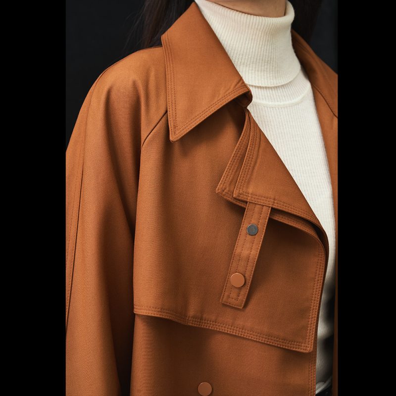 Asymmetric Loose Casual Mid-length Trench Coat - Image 2