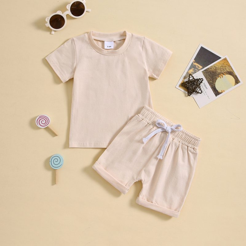 Short-sleeved Children's Cotton & Linen Suit - Image 3