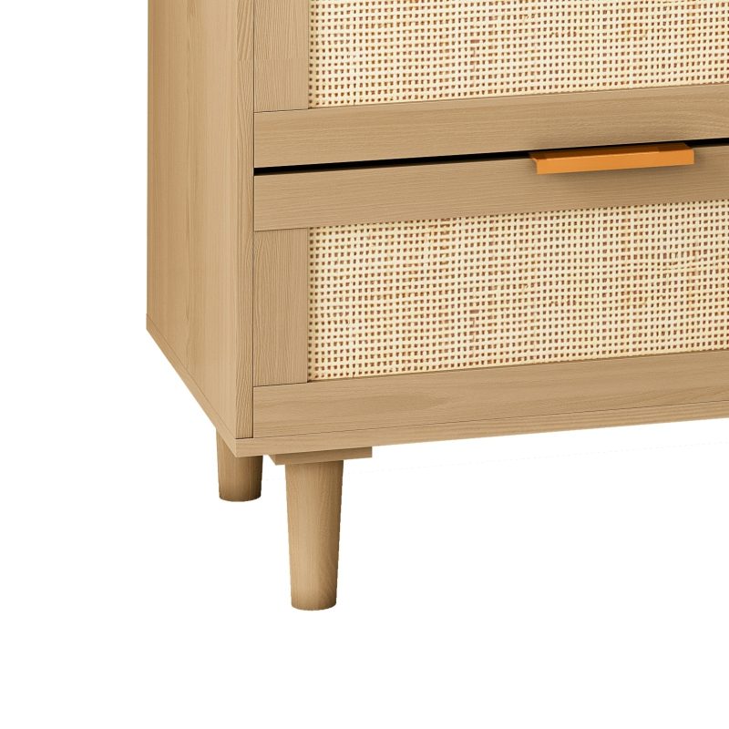 Rattan Wood 6 Drawers Bedroom Dresser - Image 4
