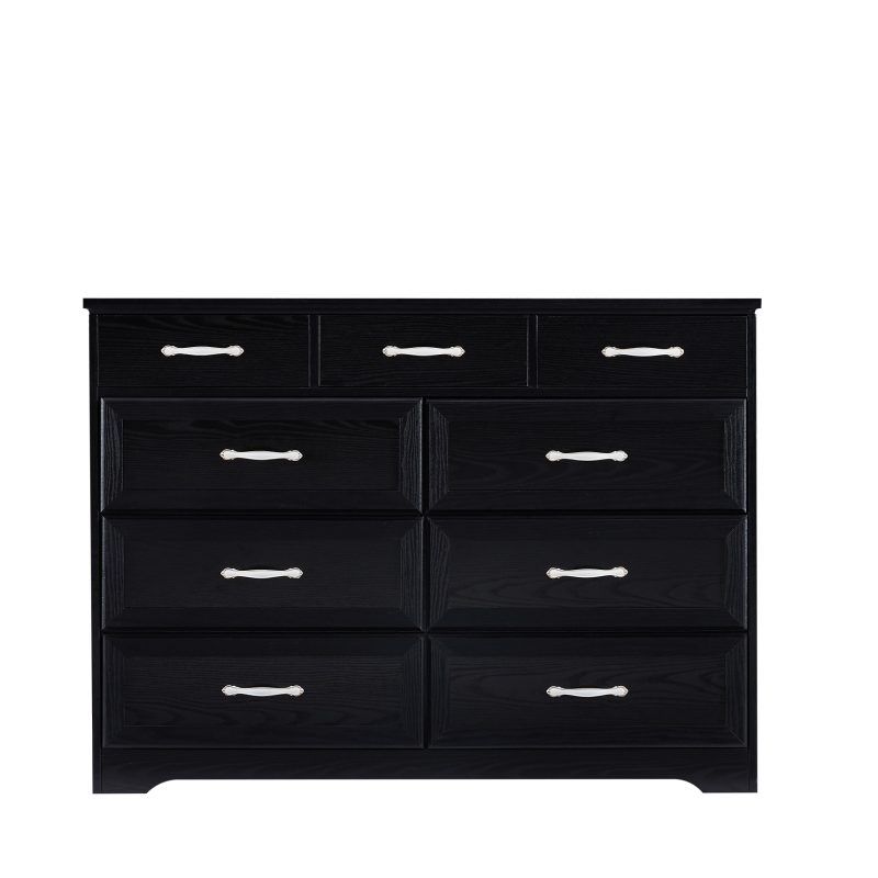 9 Drawer Long Wood Dresser With Antique Handles - Image 3