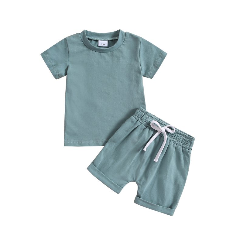 Short-sleeved Children's Cotton & Linen Suit - Image 2