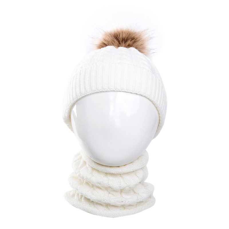 Woolen Baby Warm Knitted Cap With Neck - Image 4