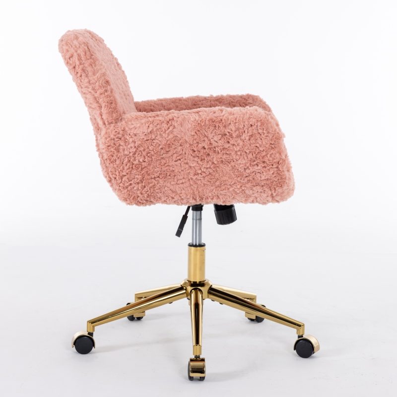 Artificial Rabbit Plush Office Chair With Gold Base - Image 6