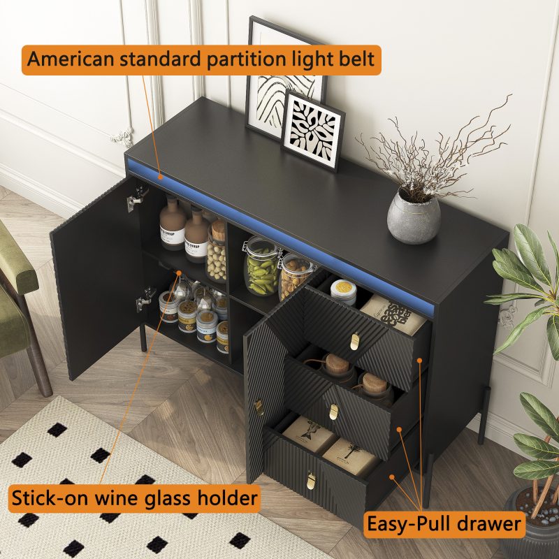 Fluted Sideboard Cabinet With Led Lights - Image 5