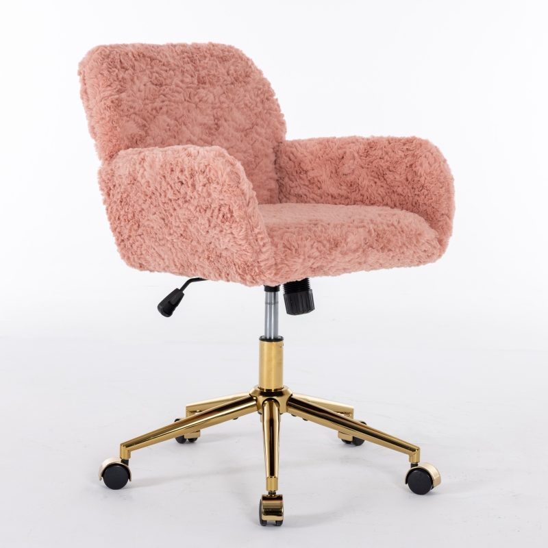 Artificial Rabbit Plush Office Chair With Gold Base - Image 2