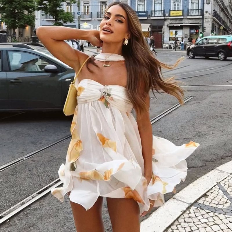 Irregular Sexy Halter Backless Short Skirt Dress