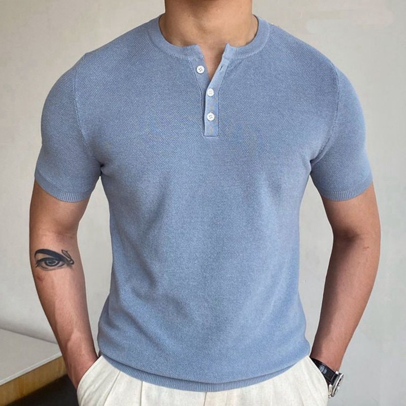 Short Sleeve Woolen Round Neck T-shirt