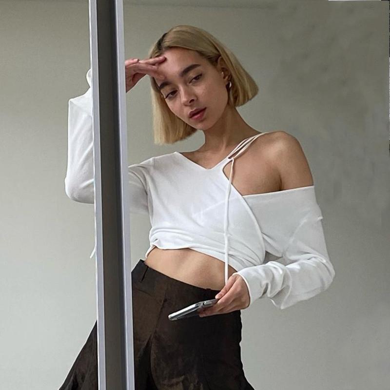 Long-sleeved Spliced T-shirts And Tops