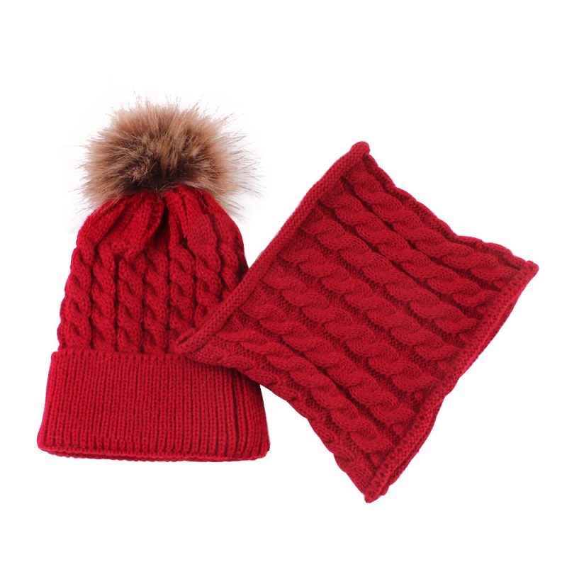 Woolen Baby Warm Knitted Cap With Neck - Image 2
