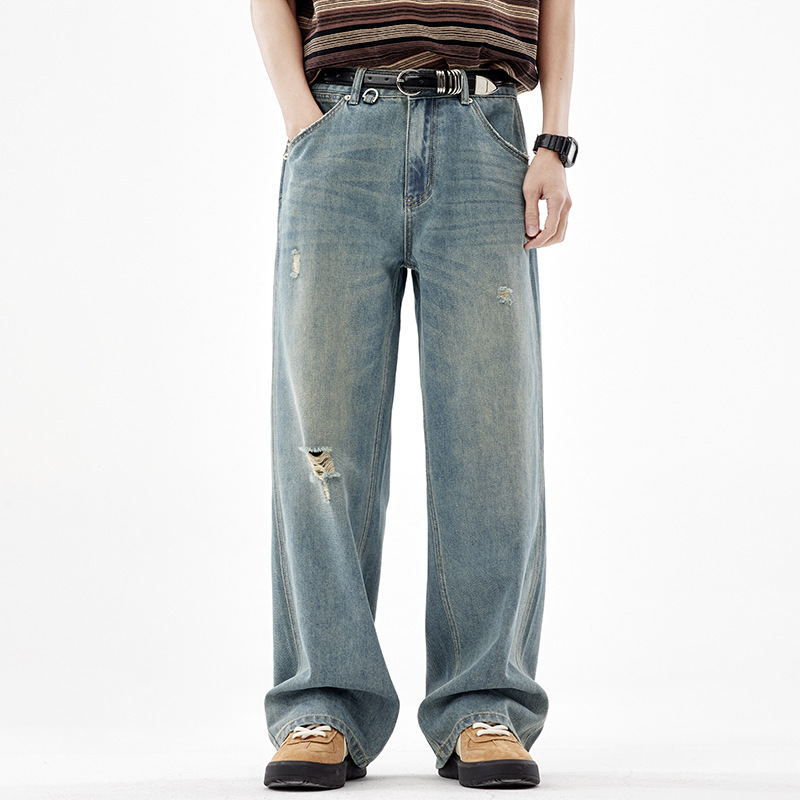 Fashion Straight Ripped Jeans Men