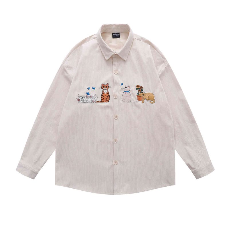 Long Sleeved Cute Cat Lover Men's Shirt - Image 5