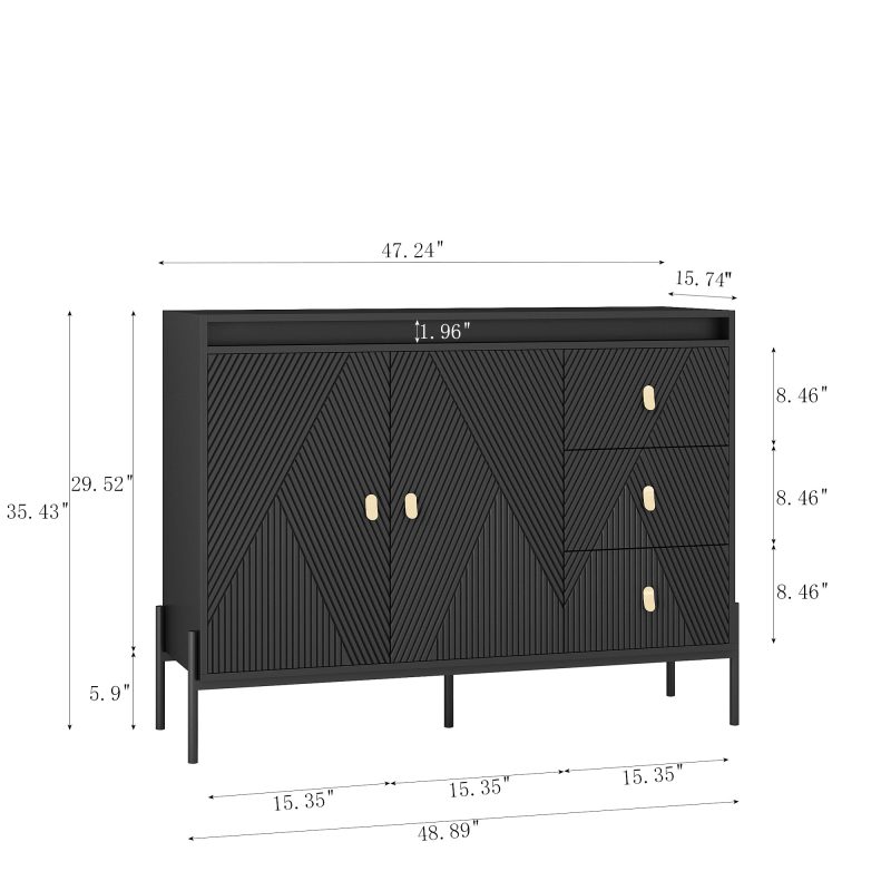 Fluted Sideboard Cabinet With Led Lights - Image 9