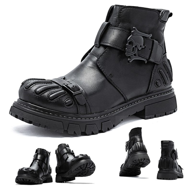 Big Head Punk Lace-up Leather Shoes - Image 4