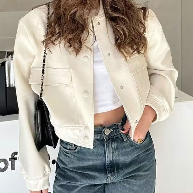 Women's Stand Collar Large Pocket Jacket
