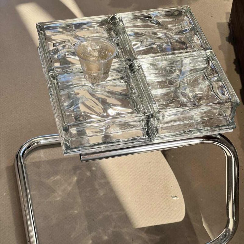 Handmade Crystal Glass Bricks Coffee Table - Image 3