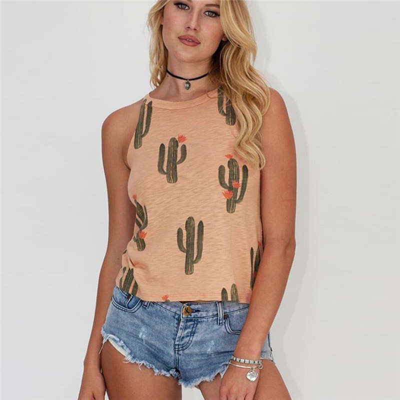 Casual Cactus Print T Shirt For Women