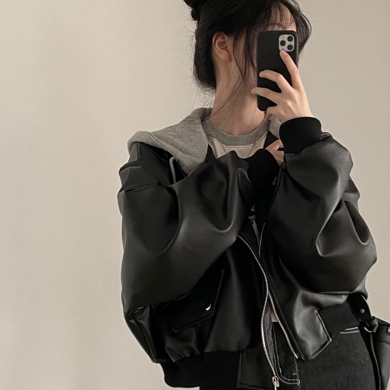 2-Pcs Short Leather Jacket - Image 5