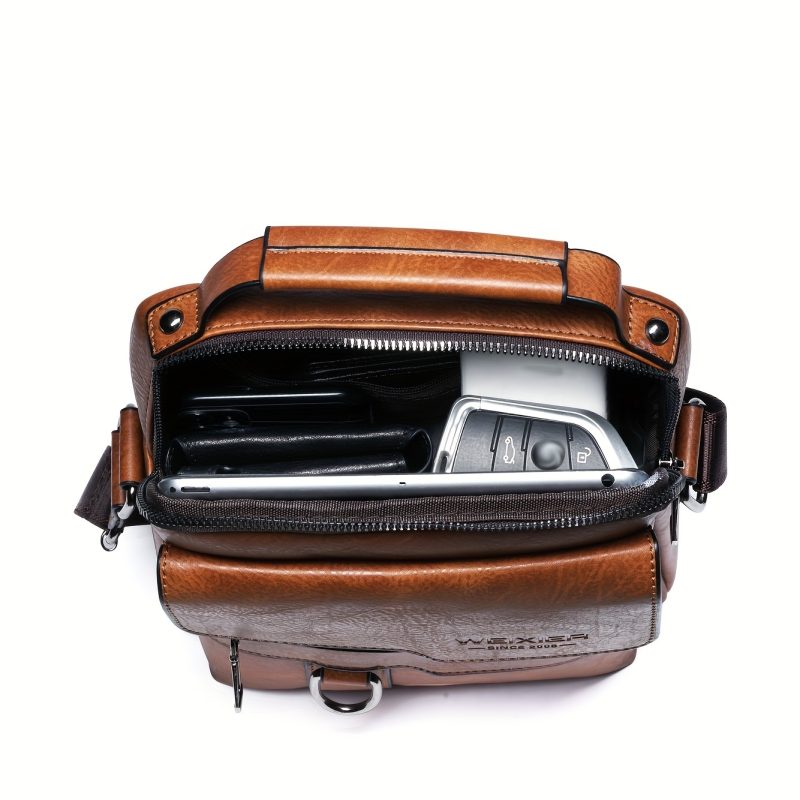 PU Leather Men's Shoulder Bag & Card Holder - Image 8