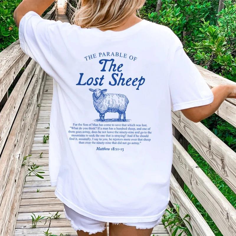 Women Lost Sheep Back Print T-Shirts