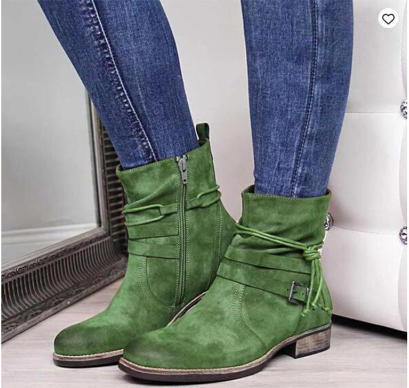 Western Side Zipper Ankle Boots