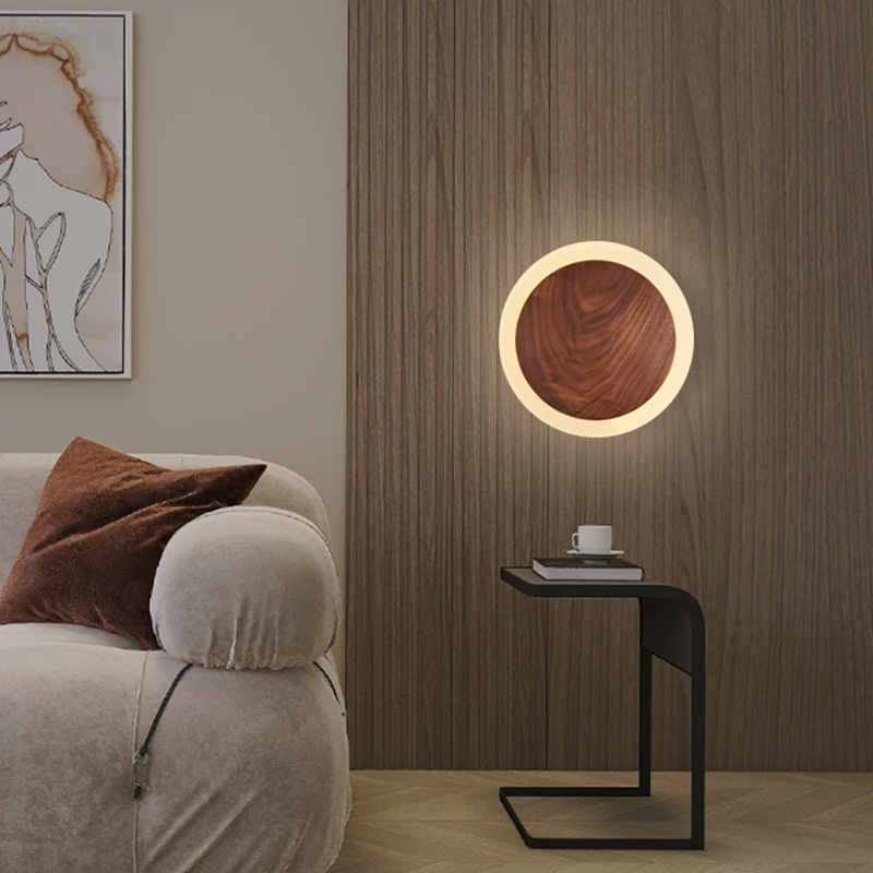 Walnut Nordic Modern Bedside Wall Lamp