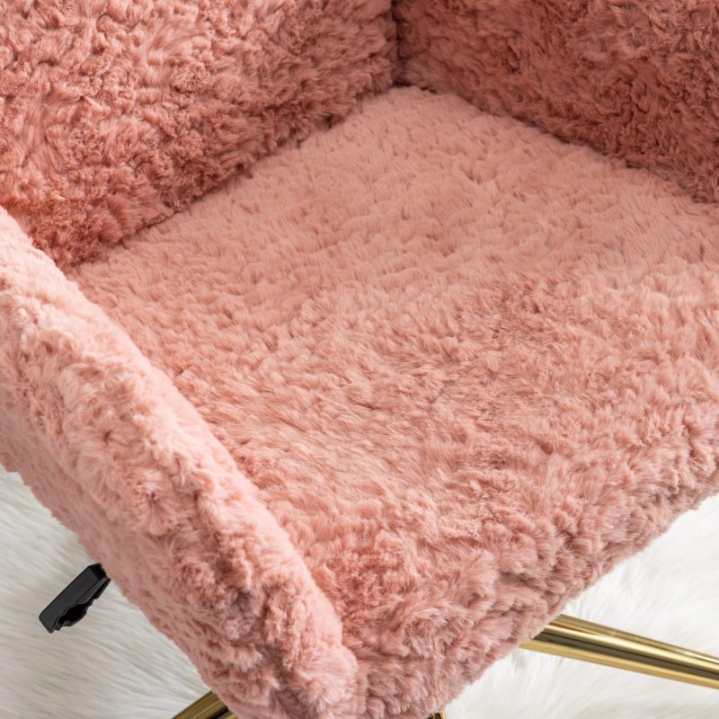 Artificial Rabbit Plush Office Chair With Gold Base - Image 8