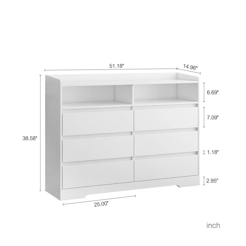LED Lights Modern Dresser With 6 Drawers - Image 4