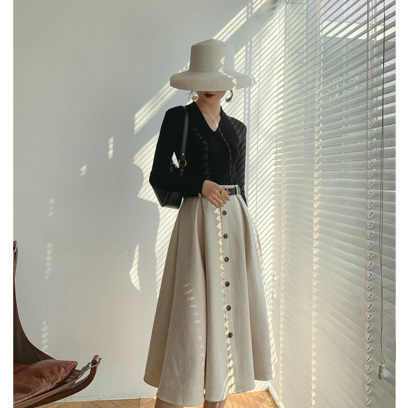 Women's High-waisted Crotch-Covering Thin Umbrella Skirt