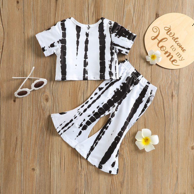 Summer Tie Dye Short Sleeve T-Shirt Flared Pants Set - Image 6