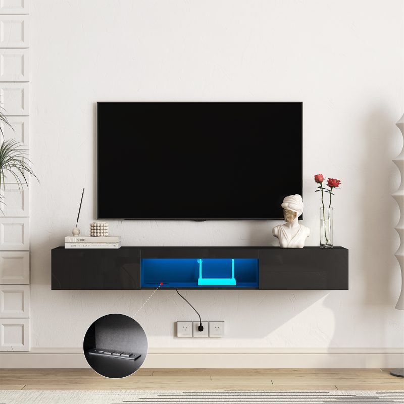 Floating TV Stand Wall Mounted With 16 Color LEDs - Image 4