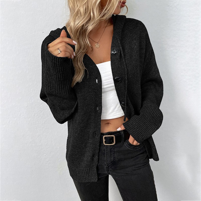Front Buttoned Drawstring Jacket Knitwear