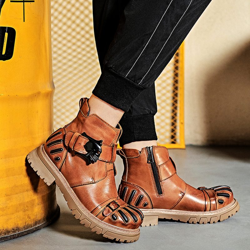 Big Head Punk Lace-up Leather Shoes