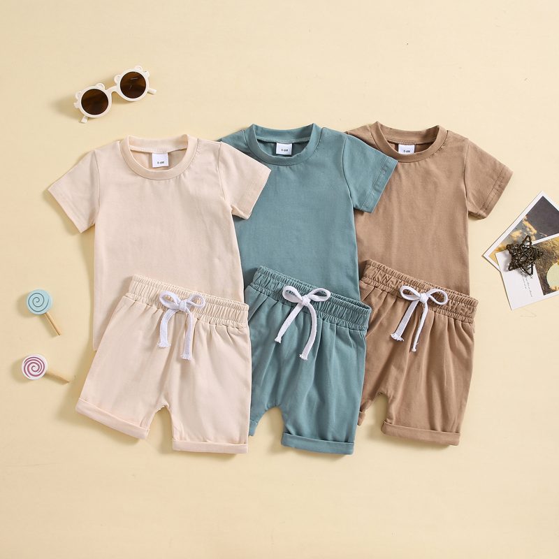 Short-sleeved Children's Cotton & Linen Suit