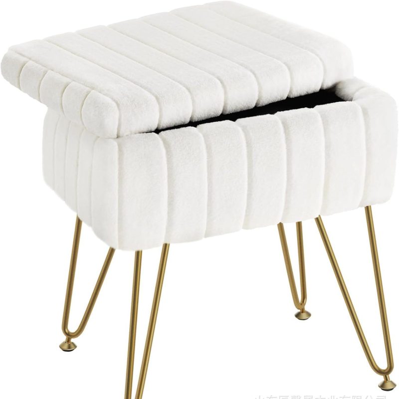 White Square Dresser Stool - Image 3