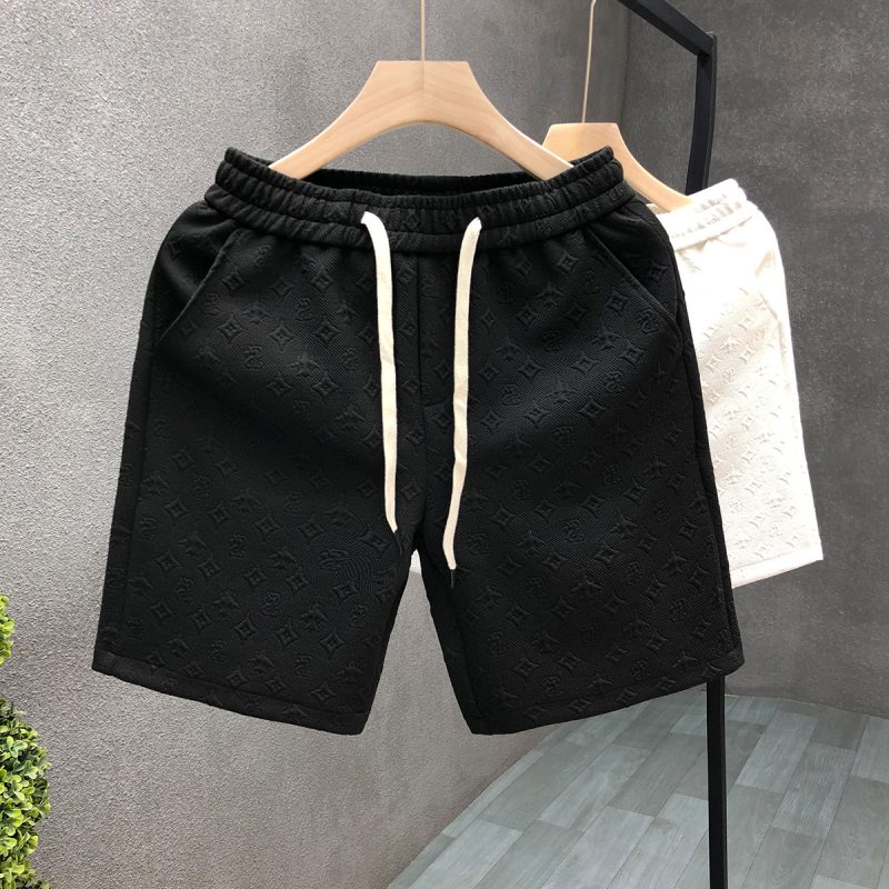 White Jacquard Embossed Shorts For Men - Image 3