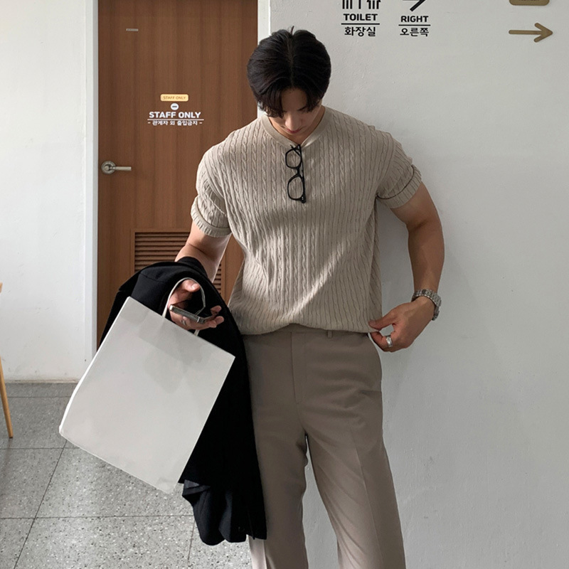 Casual Pure Knitted T-shirt For Men