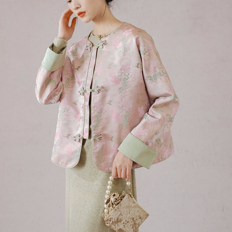 Lady Temperament Jacquard Emboridery Coat