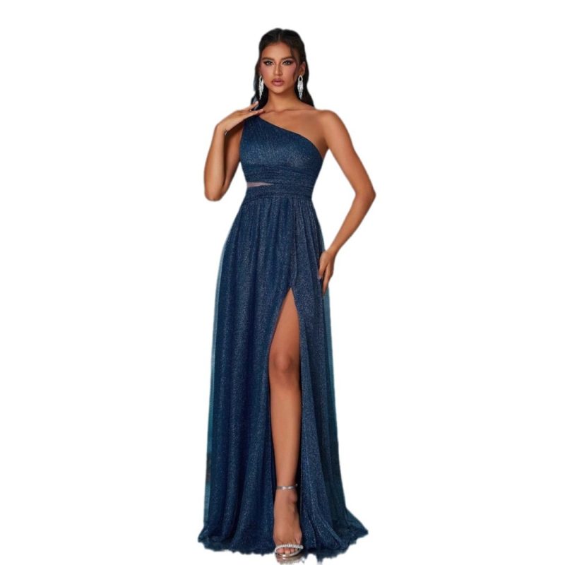 One-shoulder Dream Starry Sky Evening Dress - Image 5