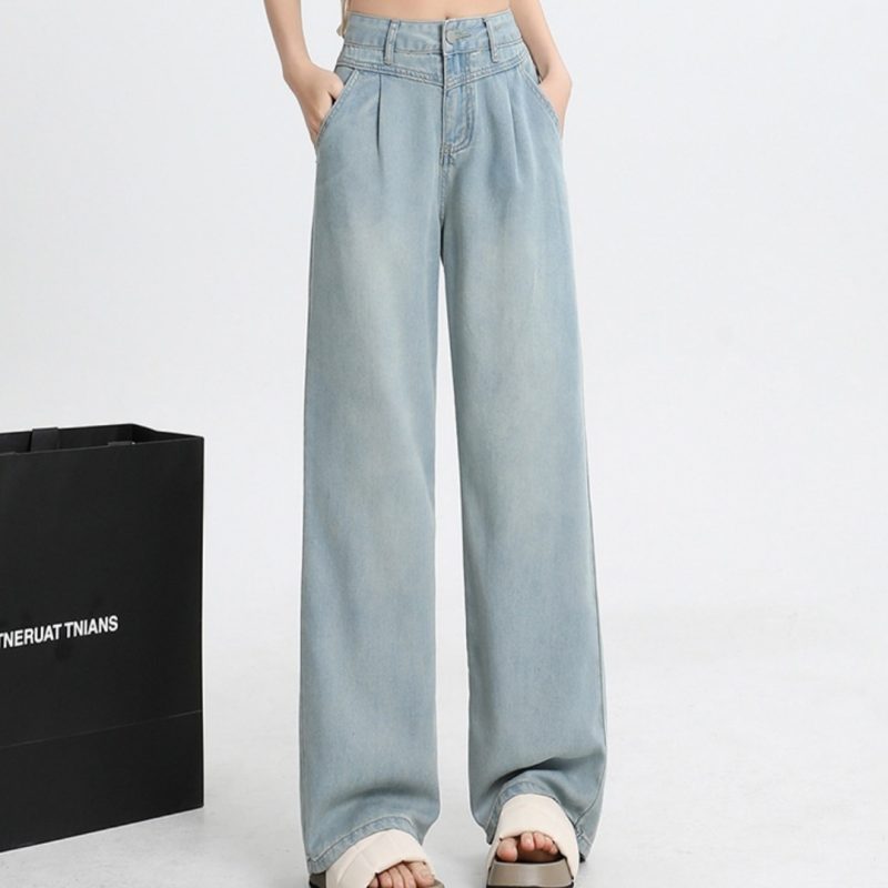 Women Ice Silk Straight Wide Leggings