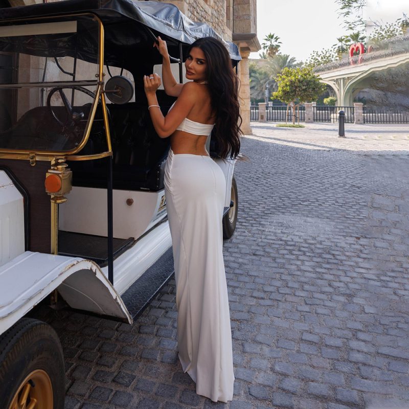 Elegant Deep V Halter Sexy Cutout Dress - Image 7