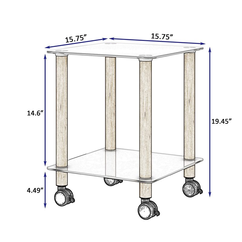 2-Tier Modern White Oak Sofa Side Table - Image 9