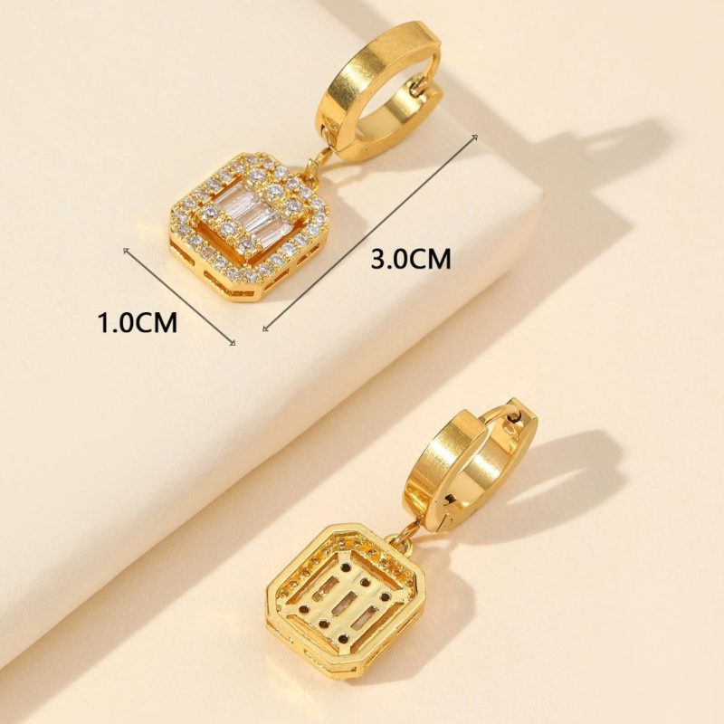Sugar Cube Titanium Steel Earring - Image 2
