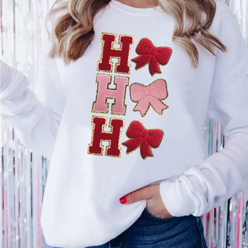 Bow Print Hooded Shirts For Women - Image 2