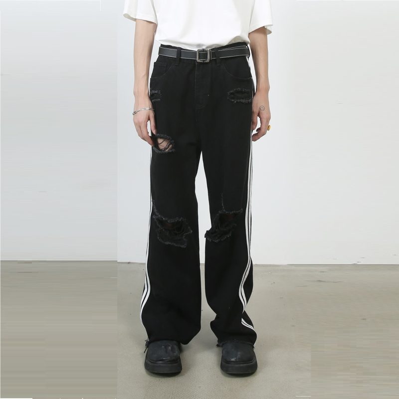 Retro Tattered Wide-leg Jeans For Men