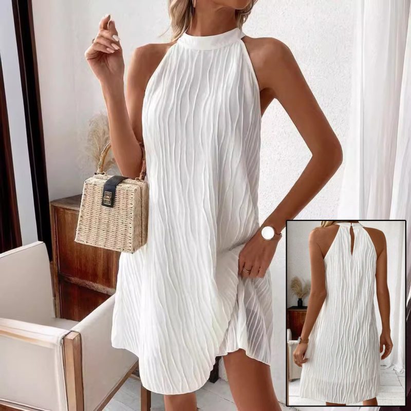 Pure Halter Backless Dress For Women